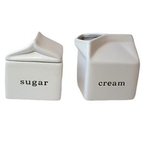 Crate and barrel covered sugar bowl and creamer Ceramic